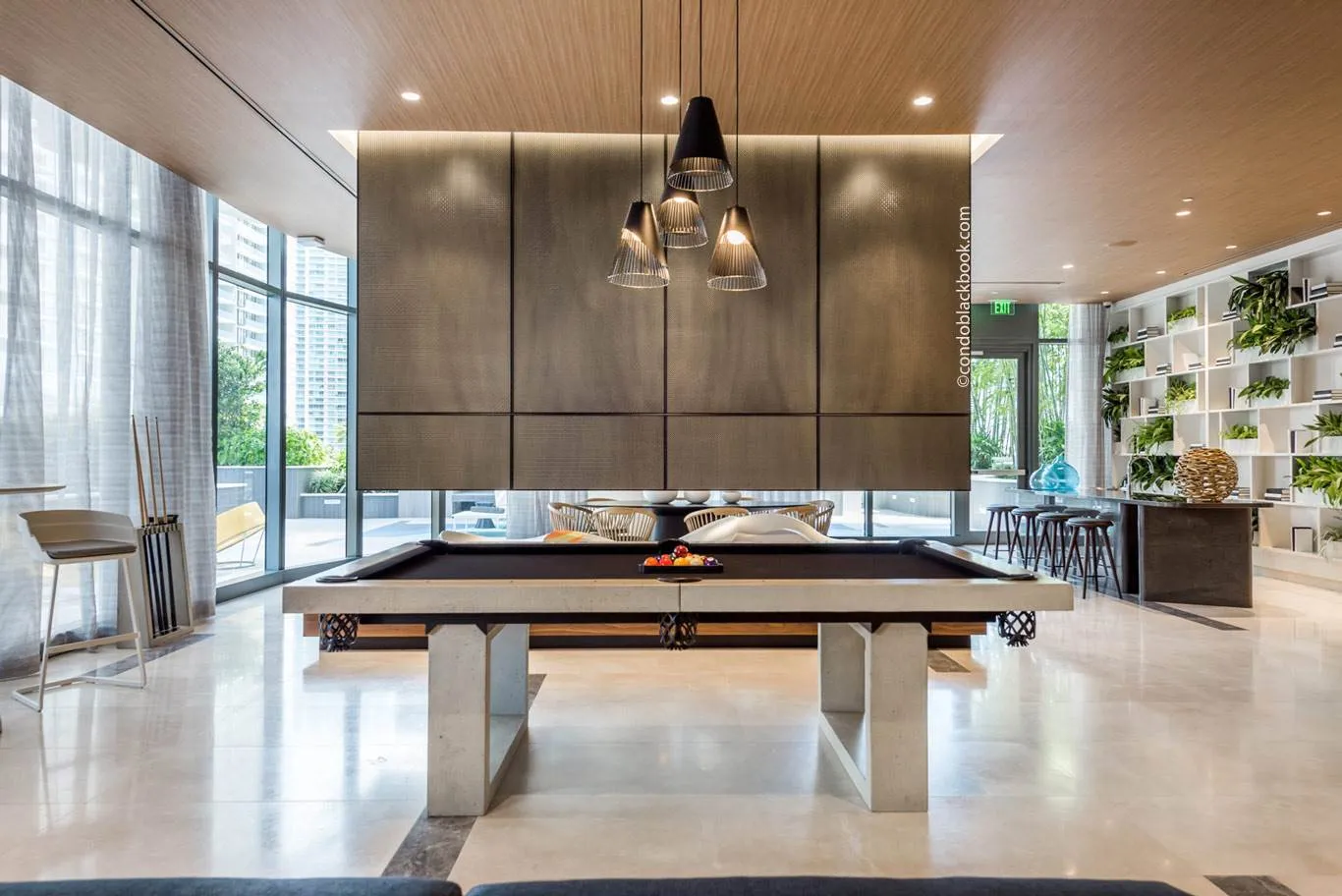 Brickell Heights Club Room Pool Table