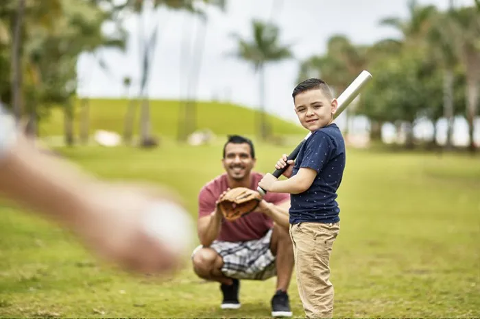 Family playing in the park
