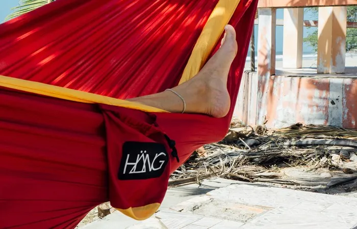 Man relaxing in a hammock