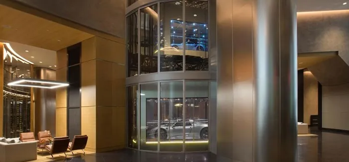 The car lift system of the Porsche Design Tower Miami