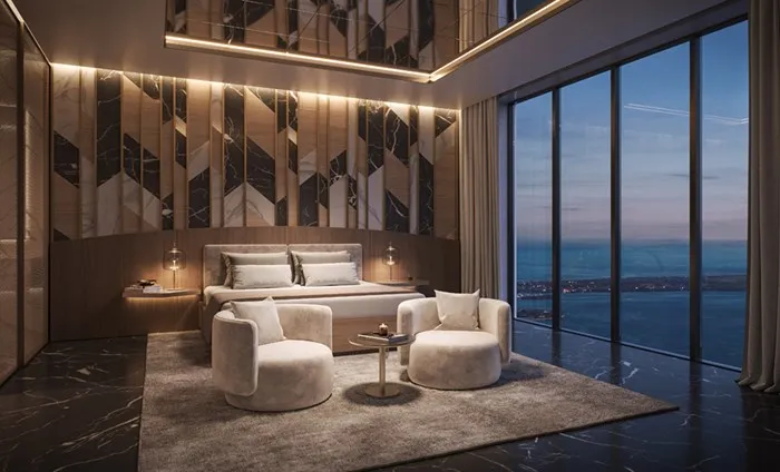 888 Brickell Bedroom Area (Rendering)