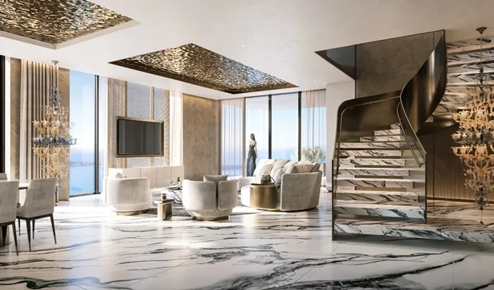 888 Brickell Living Area (Rendering)
