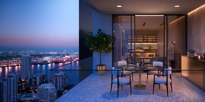 888 Brickell Balcony Area (Rendering)